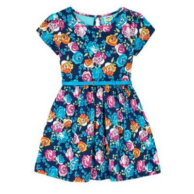 Uttam Kids Blue Floral Print Skater Dress